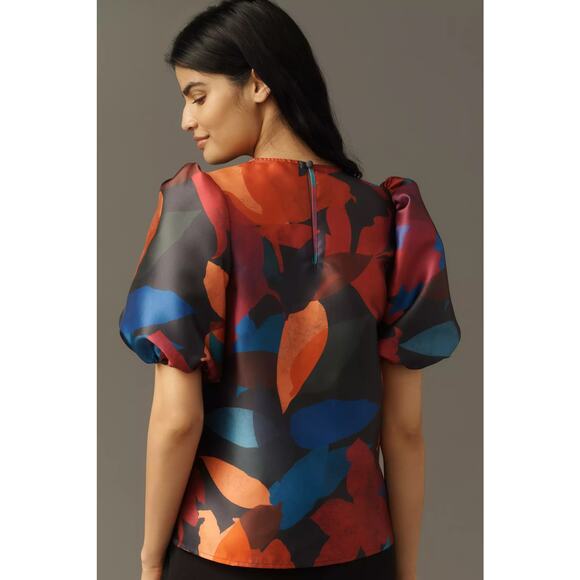 nwt ANTHROPOLOGIE HUTCH sz 2X Puff-Sleeve Printed Blouse - Picture 4 of 5